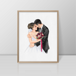 Personalized Watercolour Portrait painting from photo, Wedding couple Portrait, Anniversary Present, Valentine's Day Gift for Wife Husband