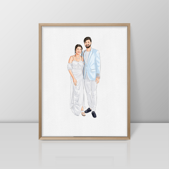 Personalized Watercolour Portrait painting from photo, Wedding couple Portrait, Anniversary Present, Valentine's Day Gift for Wife Husband