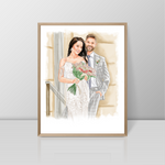 Personalized Watercolour Portrait painting from photo, Wedding couple Portrait, Anniversary Present, Valentine's Day Gift for Wife Husband