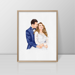 Personalized Watercolour Portrait painting from photo, Wedding couple Portrait, Anniversary Present, Valentine's Day Gift for Wife Husband