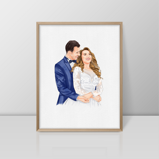 Personalized Watercolour Portrait painting from photo, Wedding couple Portrait, Anniversary Present, Valentine's Day Gift for Wife Husband
