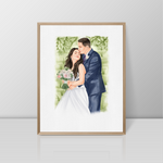 Personalized Watercolour Portrait painting from photo, Wedding couple Portrait, Anniversary Present, Valentine's Day Gift for Wife Husband