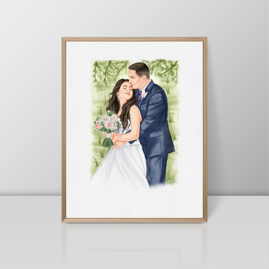Personalized Watercolour Portrait painting from photo, Wedding couple Portrait, Anniversary Present, Valentine's Day Gift for Wife Husband
