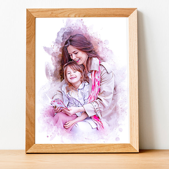 Personalized Mother's Day Gift Watercolor portrait from photo