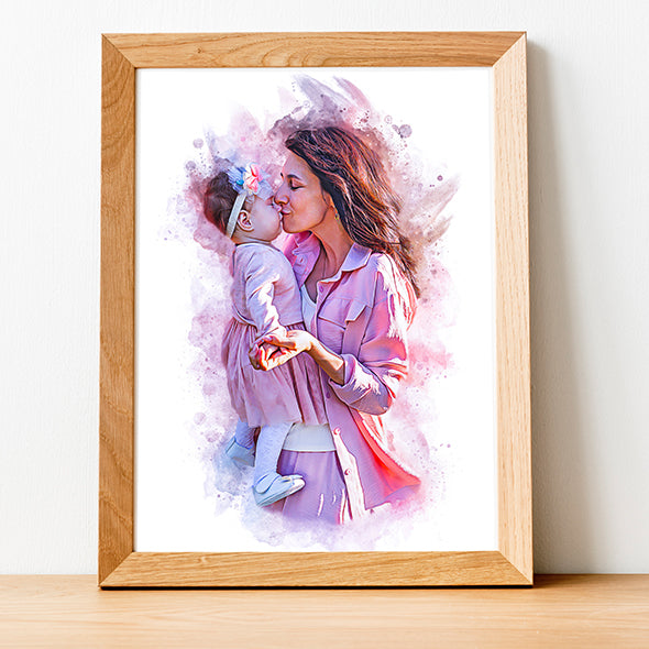 Personalized Mother's Day Gift Watercolor portrait from photo
