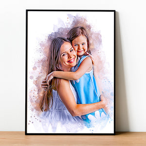 Personalized Mother's Day Gift Watercolor portrait from photo