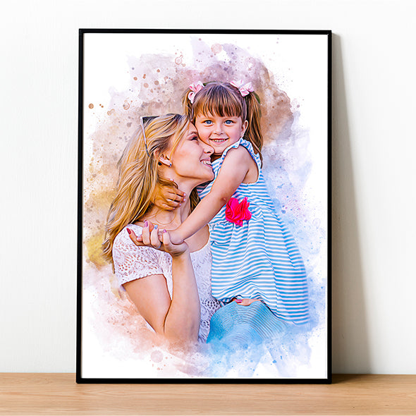 Personalized Mother's Day Gift Watercolor portrait from photo