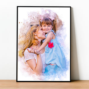 Personalized Mother's Day Gift Watercolor portrait from photo