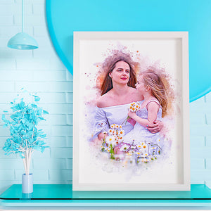 Personalized Mother's Day Gift Watercolor portrait from photo