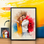 Custom Couple Watercolor Portrait Framed Poster